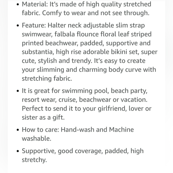 Ferbia Blue Women Falbala Bikini/Tankini Halter High Waisted Swimsuit 2PC - Picture 6 of 7